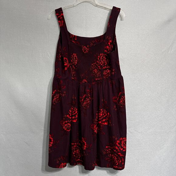 Old Navy Burgundy Orange Sun Mini Dress Fit Flared Floral Classic Summer Sz XL - Picture 5 of 9